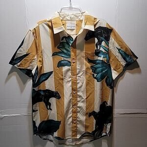 Mavrans Pantera Weekend Striped All Over Animal Panther Print Shirt Size Medium